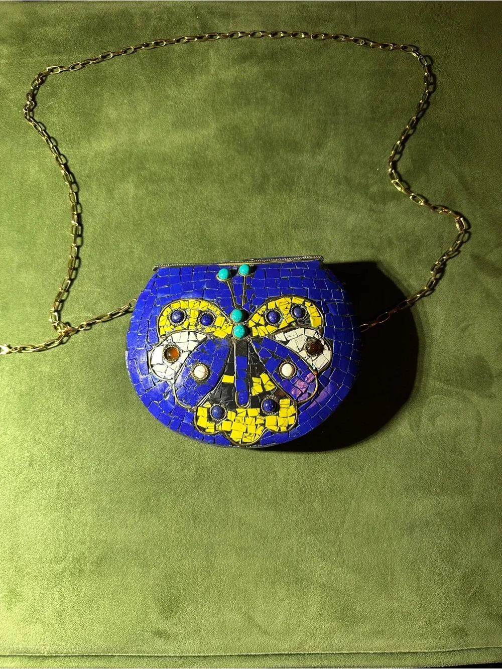 Blue Butterfly Mosaic Crossbody Bag - Women